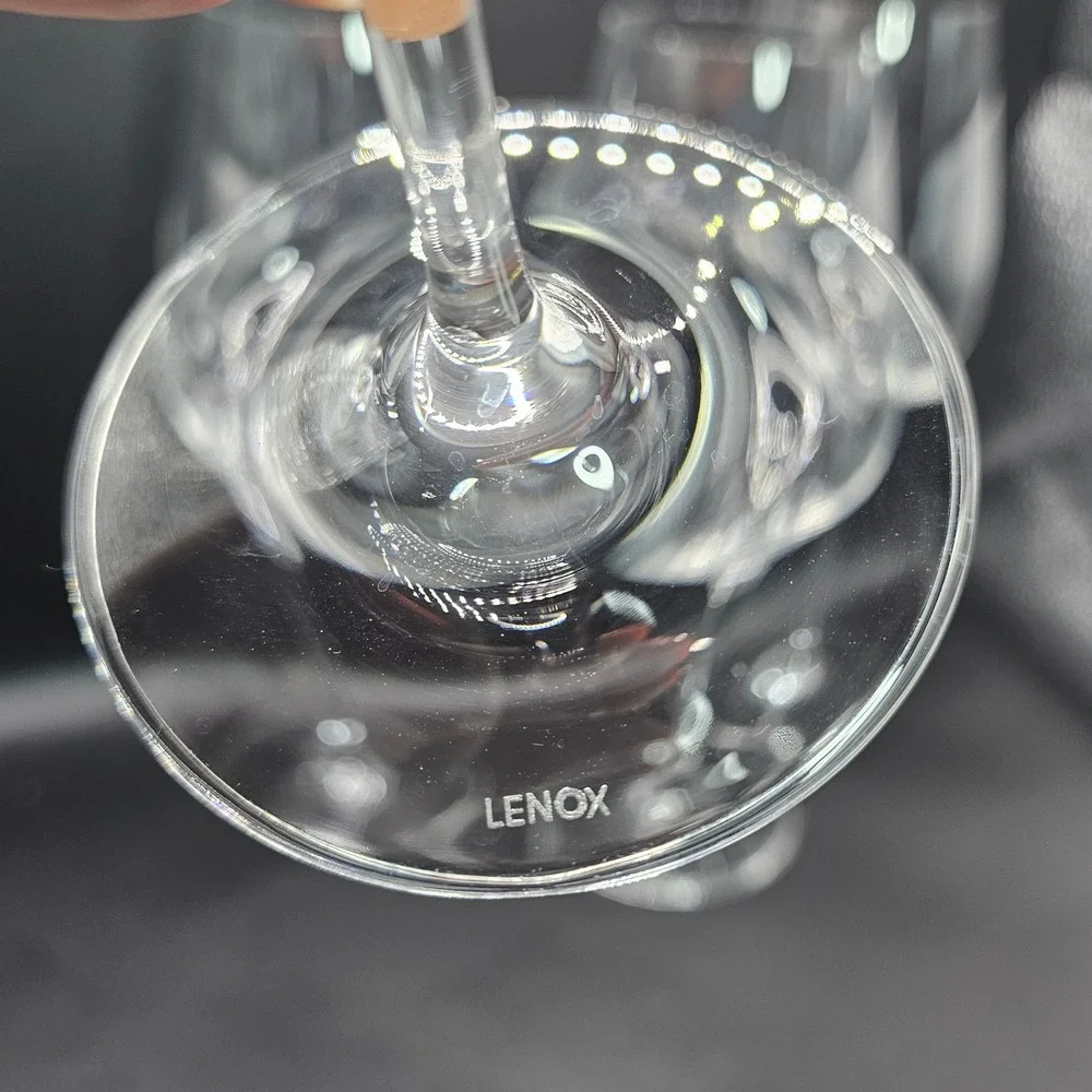 Lenox Crystal Wine Glasses Set of 4 Clear Stemmed Goblets 9